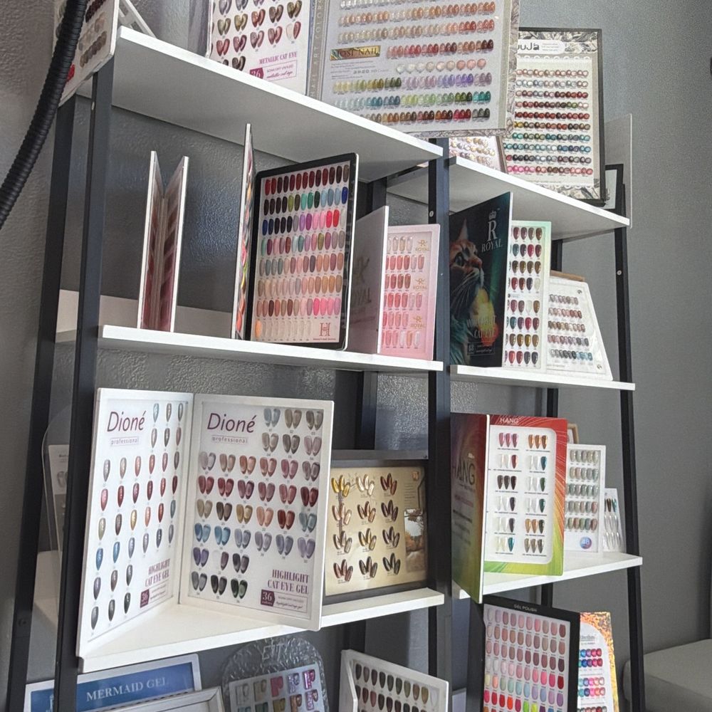 Extensive collection of nail colors, designs, and services to choose from