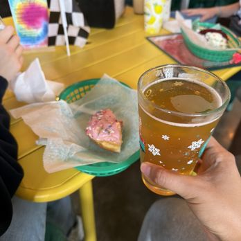 Brewnuts - Strawberry donut and lemon shandy - Donuts Near Me - Cleveland, Ohio