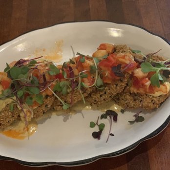 Moonshine Grill - Fried green tomatoes with shrimp - Southern Near Me - Austin, Texas