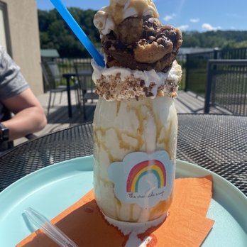 The Creekside Scoop - Cookie dough milkshake on the patio - Ice Cream & Frozen Yogurt Near Me - Cross Plains, Wisconsin