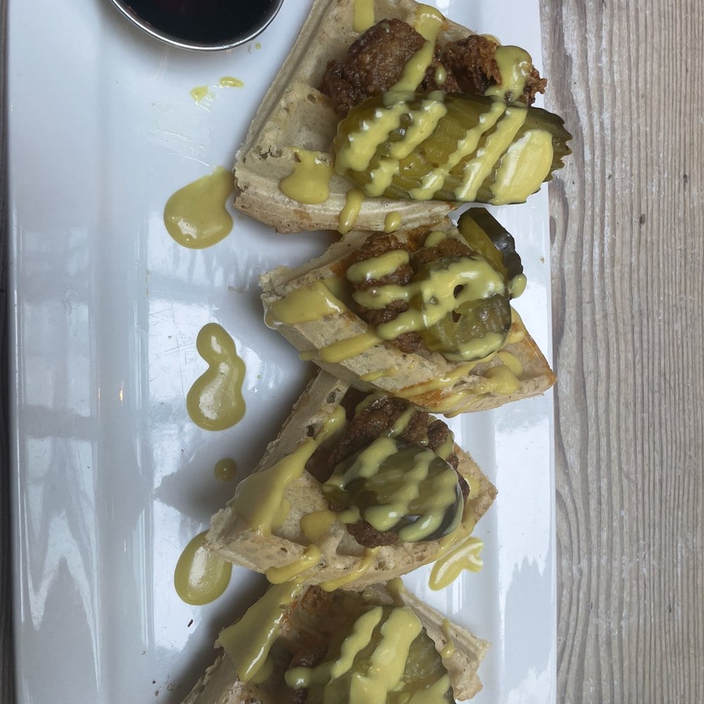 MeeT - Sorry for the shut camera quality,  Nashville hot waffles and a pineapple smash? Cocktail - Burgers Near Me - Vancouver, British Columbia