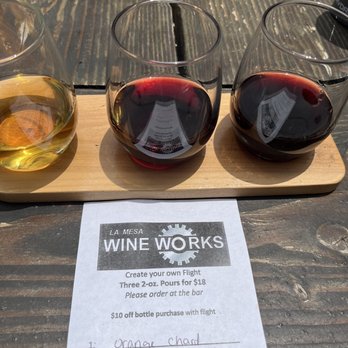 La Mesa Wine Works - Wine flight - Wine Tasting Room Near Me - La Mesa, California