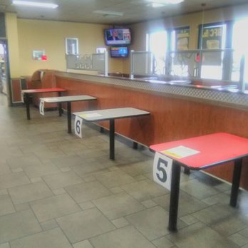 Hardee's - Tables with numbers to keep everyone 6' apart - Burgers Near Me - Mcpherson, Kansas