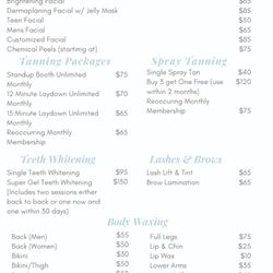 Love’s Beauty Lounge - This is their menu of services as of 2.22.23