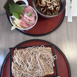 Top: Hot Udon + Sashimi Bowl Bottom: Cold Soba + Sashimi Bowl