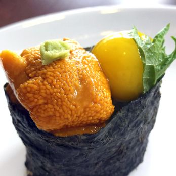 Umi Sushi - Uni + quail's egg sushi roll - heavenly! - Japanese Near Me - Millburn, New Jersey