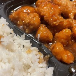 Rok The Wok Truck - Orange chicken and steamed rice.