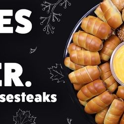 Philly Pretzel Factory - Mini cheesesteak and hotdogs party tray.