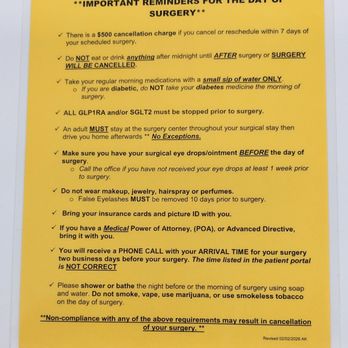 CVP Surgery Center - This is the Important Reminders Notice For Day Of Surgery. Photo taken May 5, 2026. - Ophthalmologists Near Me - Norfolk, Virginia CVP Surgery Center - This is the Important Reminders Notice For Day Of Surgery. Photo taken May 5, 2026. - Ophthalmologists Near Me - Norfolk, Virginia