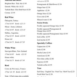 Lavash - Drinks Menu