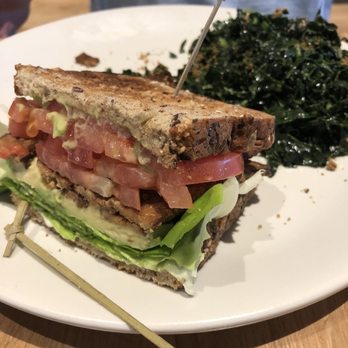 True Food Kitchen - Vegan tempeh BLT with amazing kale salad - New American Near Me - Boca Raton, Florida