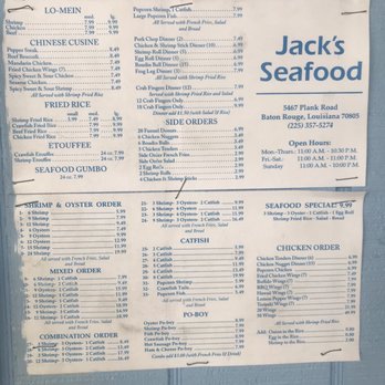 Jacks Seafood - Menu - Seafood Near Me - Baton Rouge, Louisiana Jacks Seafood - Menu - Seafood Near Me - Baton Rouge, Louisiana