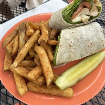 Jimmy G's Beverly Hills Tavern - Chicken Caprese Wrap Grilled chicken breast, fresh mozzarella, tomatoes, spring mix and balsamic glaze in a wrap served with a side of fries - Venues & Event Spaces Near Me - Sinking Spring, Pennsylvania
