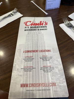 Menu photo 1 Cindi's NY Deli & Restaurant Dallas, TX