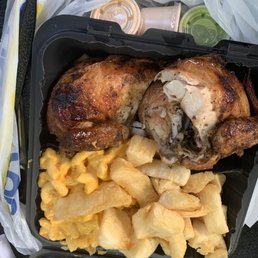 1/2 Chicken with 2 sides (fried yucca and mac & cheese)