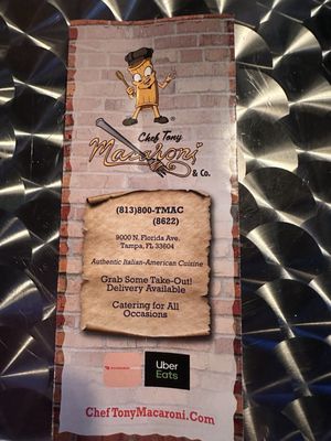 Menu photo 1 Chef Tony Macaroni Tampa, FL