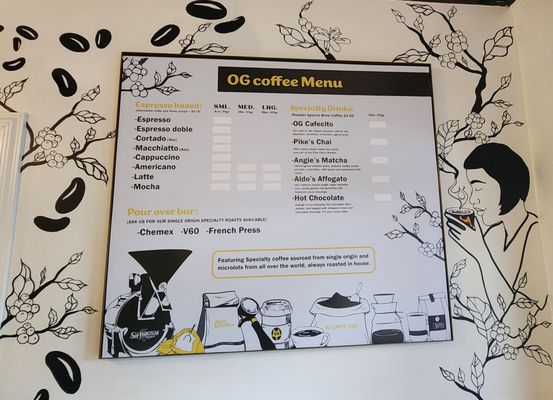 Menu photo 1 OG Coffee Seattle, WA
