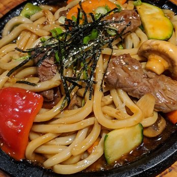 Sushi-Ya Japan - Sizzling stir fried beef udon. Tasty but over saucy and beef was dry. Veggies in the dish were very good though. - Japanese Near Me - Etobicoke, Ontario