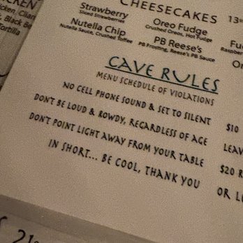 The Caves - Cave rules - Coffee & Tea Near Me - Edgewater, New Jersey