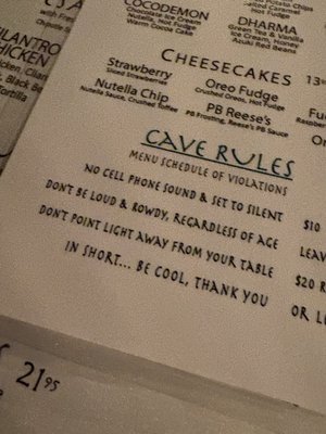 Menu photo 1 The Caves Edgewater, NJ