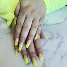 Green ombré coffin acrylic nails