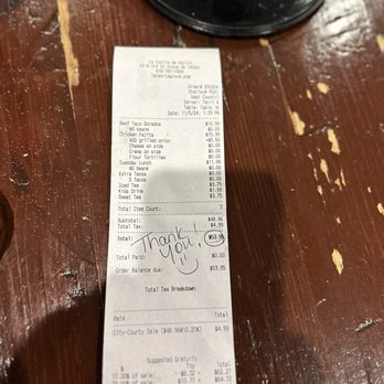 La Casita De Martin - My receipt! - Mexican Near Me - Grove, Oklahoma
