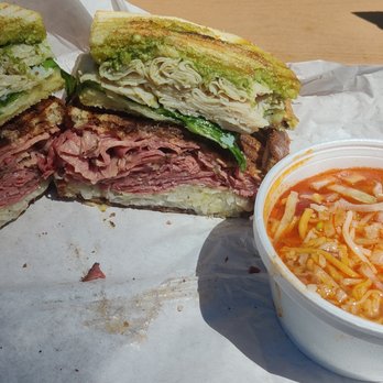 Genoa Country Store - Turkey Pesto  on top and a Pastrami Reuben on bottom w/ Chili - Grocery Near Me - Genoa, Nevada