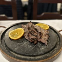 Solar dos Nunes - Black Pork tenderloin. Over salted but good when eaten together with the spinach and boiled bread.