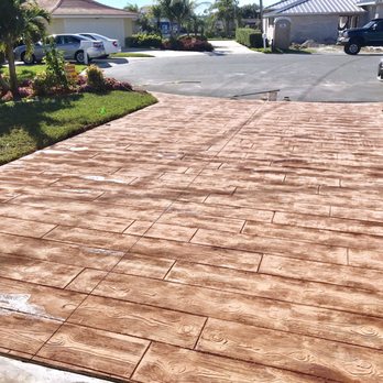 Degeorge Driveways - Our New 11" Weathered Wood concrete stamping option.  New driveway on Treasure Island Fla - Masonry/Concrete Near Me - Largo, Florida