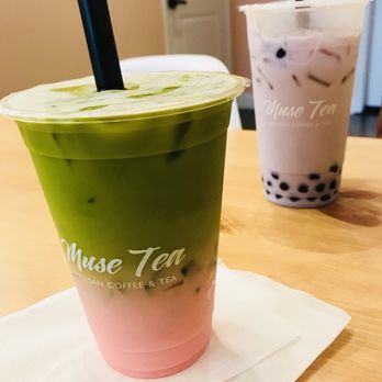Muse Tea - Matcha pink and taro - Bubble Tea Near Me - Houston, Texas Muse Tea - Matcha pink and taro - Bubble Tea Near Me - Houston, Texas