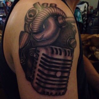 808 Tattoo - My husband's beginning of his music-themed sleeve done by Jenn - Tattoo Near Me - Kaneohe, Hawaii