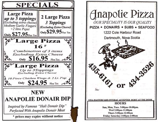 Menu photo 2 Anapolie Pizza Dartmouth, NS Menu photo 2 Anapolie Pizza Dartmouth, NS