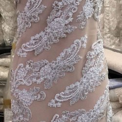 White Beaded Bridal Fabric