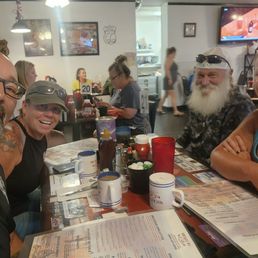 Breakfast stop in Apache Junction AZ while on our cross-country motorcycle trip