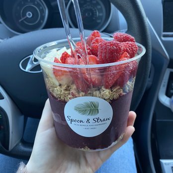 Spoon & Straw - Açaí bowl with toppings of granola, banana, strawberry, and raspberry. - Coffee & Tea Near Me - Marysville, Washington