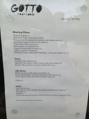 Menu photo 3 Gotto Trattoria London, XGL