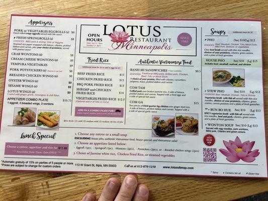 Menu photo 8 Lotus Restaurant Minneapolis, MN