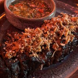 Same Same - NEW YORK STRIP STEAK with fried shallots and Thai-style chimichurri