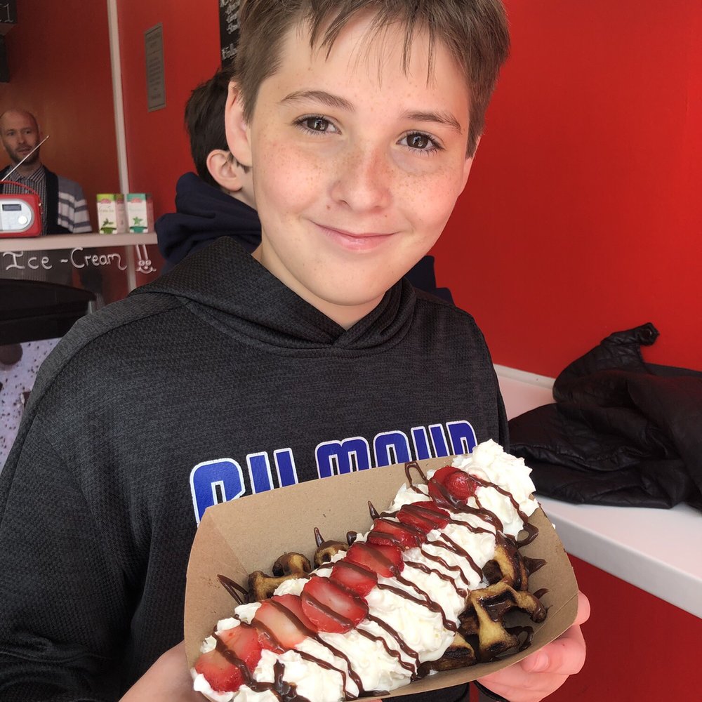 Wonder Waffles - Enjoying a custom strawberry and chocolate waffle. - Waffles Near Me - Cobh, Colorado Wonder Waffles - Enjoying a custom strawberry and chocolate waffle. - Waffles Near Me - Cobh, Colorado