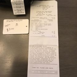 Hanes Brands Outlet - Receipt price vs their handwritten tag price. The UPC code on receipt and hand written tag vs. sewn in label.