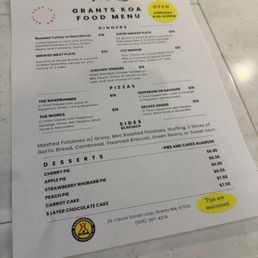 The dinner menu The dinner menu