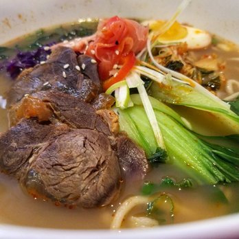 Reren Lamen & Bar - Kung Fu Noodle (Spicy and Hot) Broth stew beef shanks, tea egg, scallion and season greens - Ramen Near Me - Washington, DC, District of Columbia