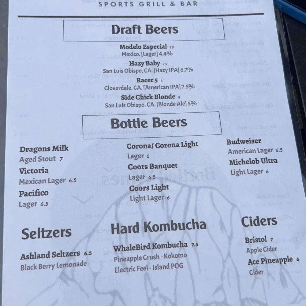 Morro Grill - Drink menu - American Near Me - Morro Bay, California