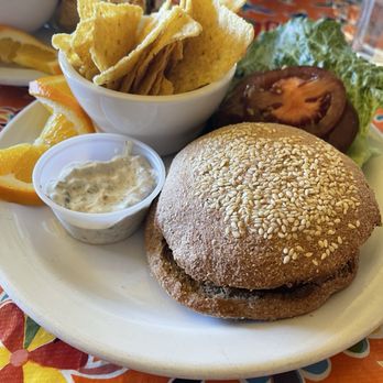 Nature's Kitchen - Salmon burger w/ tortilla chips - Organic Stores Near Me - Yreka, California