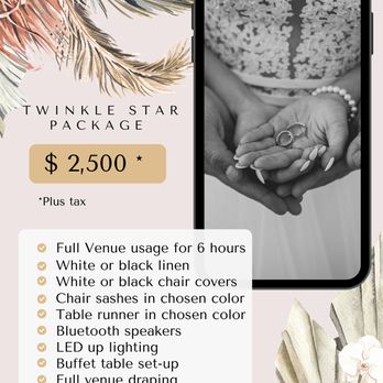 Rising Star Event and Planning - New: Twinkle Star Package $2,500 - Venues & Event Spaces Near Me - Zephyrhills, Florida Rising Star Event and Planning - New: Twinkle Star Package $2,500 - Venues & Event Spaces Near Me - Zephyrhills, Florida
