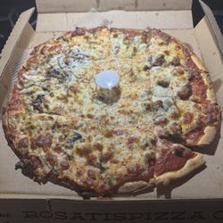 Rosati's Pizza - Thin crust, half sausage and half onions, green peppers and mushrooms