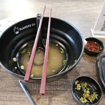 Flaming Ox - This was the bone broth beef soup I ate it so fast I can only take the picture at the end. - Taiwanese Near Me - San Jose, California Flaming Ox - This was the bone broth beef soup I ate it so fast I can only take the picture at the end. - Taiwanese Near Me - San Jose, California