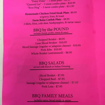 Daisy Dukes BBQ - Menu - Barbeque Near Me - Caldwell, Texas