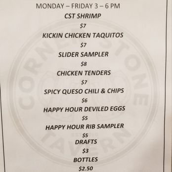 Corner Stone Tavern - Happy Hour Specials  I kinda wish more places still had them - New American Near Me - Lemont, Illinois