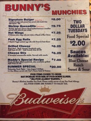 Menu photo 2 Bunny's Club Coalville, UT Menu photo 2 Bunny's Club Coalville, UT